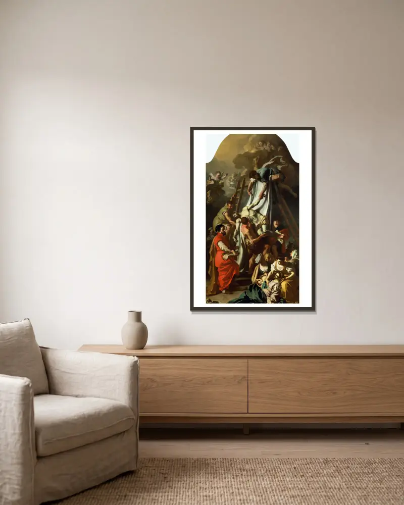 Die Kreuzabnahme von Francesco Solimena gerahmt an einer Wand