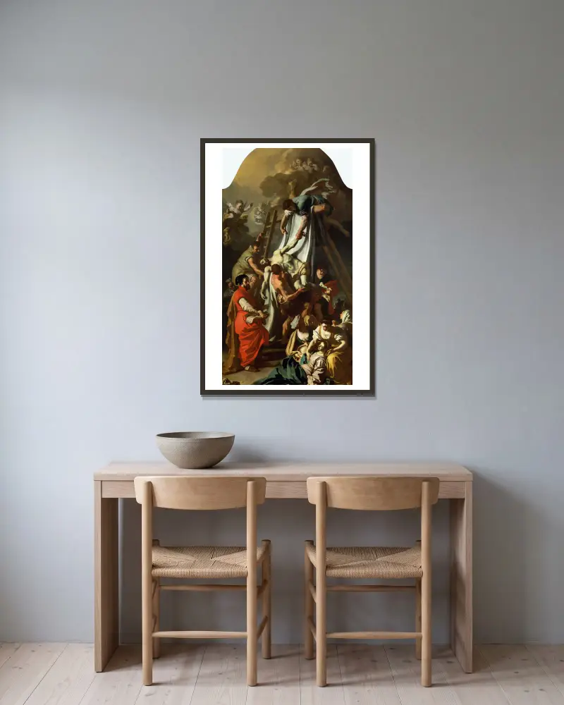 Die Kreuzabnahme von Francesco Solimena gerahmt an einer Wand