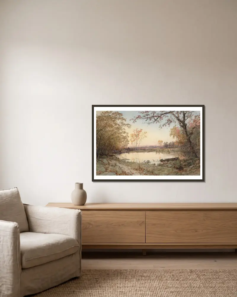 Landschaft (Hastings-on-Hudson), 1888 von Jasper Francis Cropsey gerahmt an einer Wand