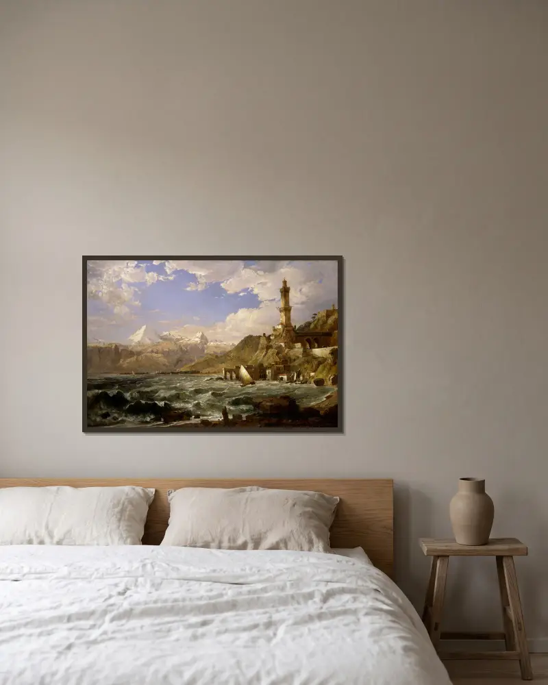 Die Küste von Genua von Jasper Francis Cropsey gerahmt an einer Wand