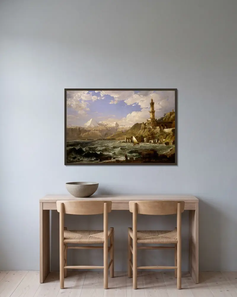 Die Küste von Genua von Jasper Francis Cropsey gerahmt an einer Wand