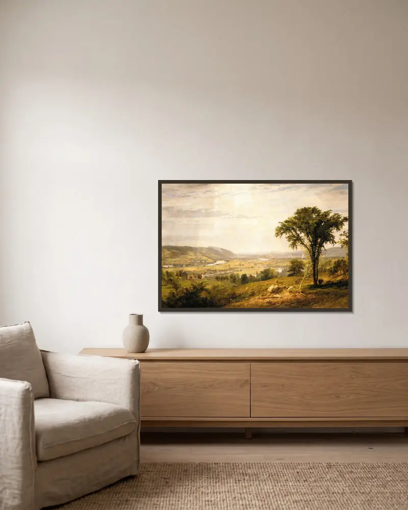 Wyoming Valley, Pennsylvania von Jasper Francis Cropsey gerahmt an einer Wand