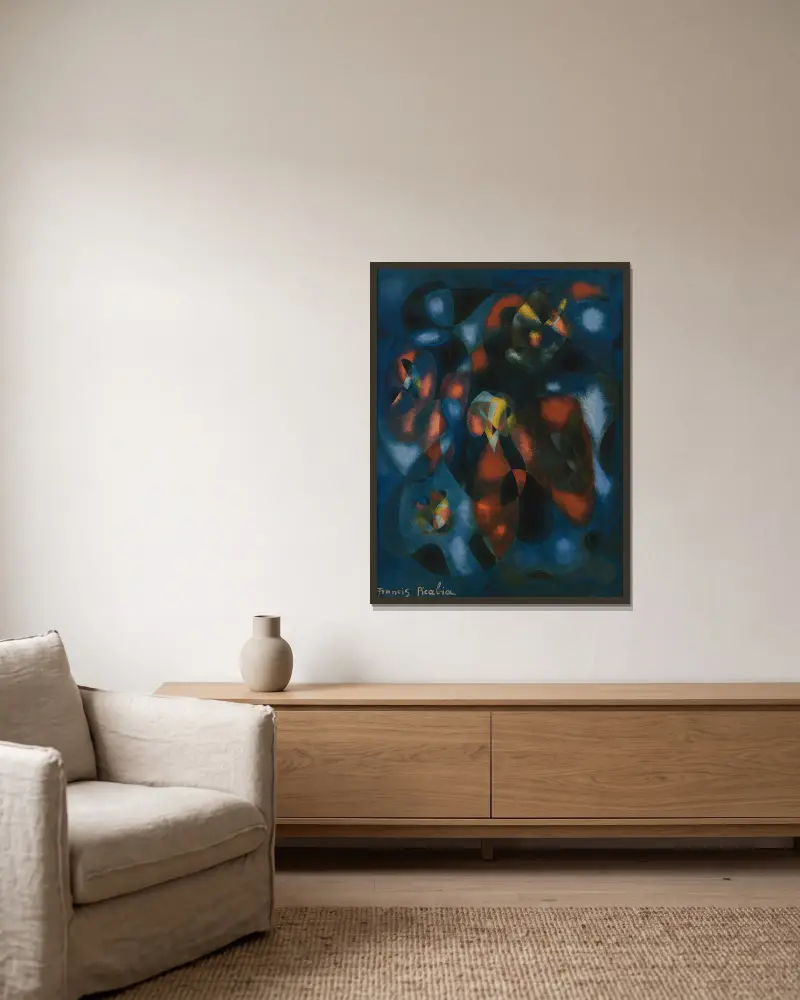 Abstrait av Francis Picabia inramad på en vägg