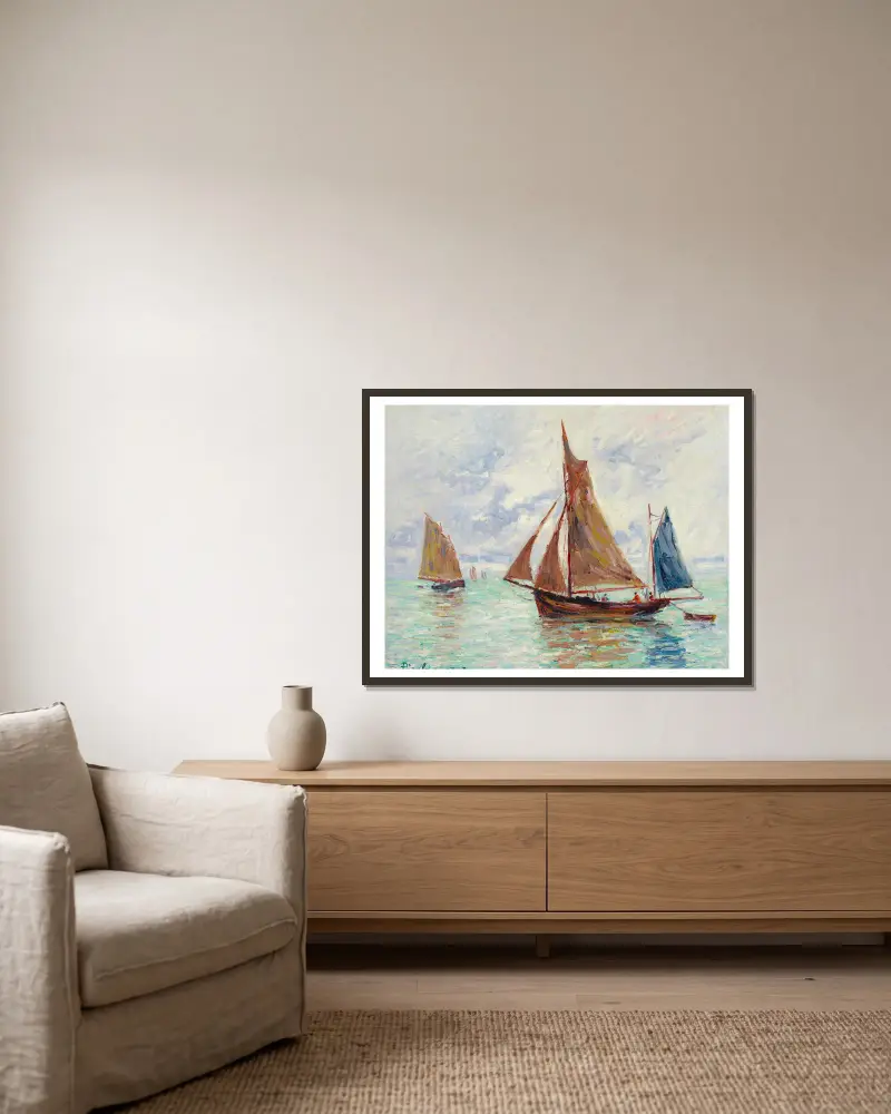 Fischerboote von Francis Picabia gerahmt an einer Wand