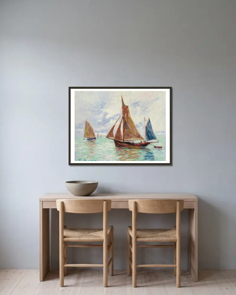 Fischerboote von Francis Picabia gerahmt an einer Wand
