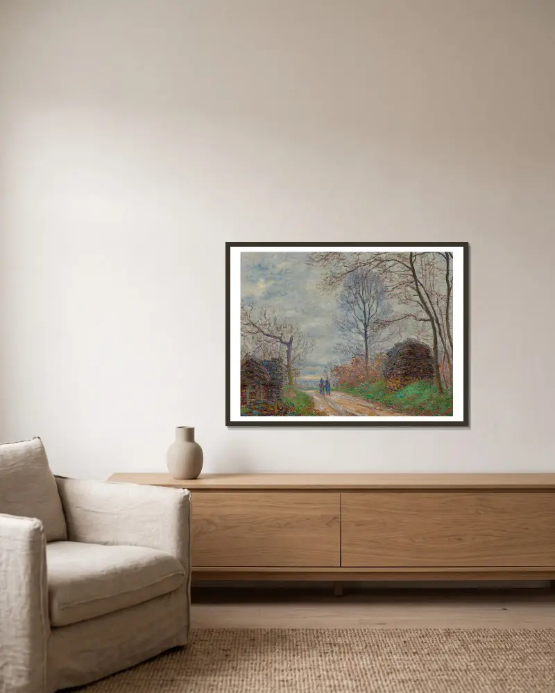 Chemin des Sablons à Moret av Francis Picabia inramad på en vägg