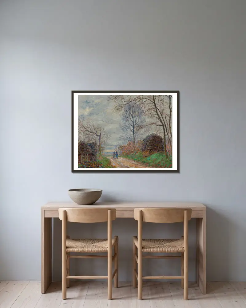 Chemin des Sablons à Moret av Francis Picabia inramad på en vägg