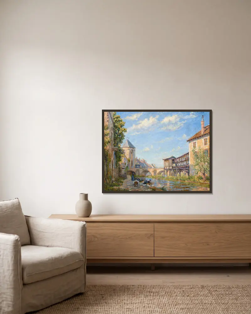Die Wäscherinnen in Moret von Francis Picabia gerahmt an einer Wand