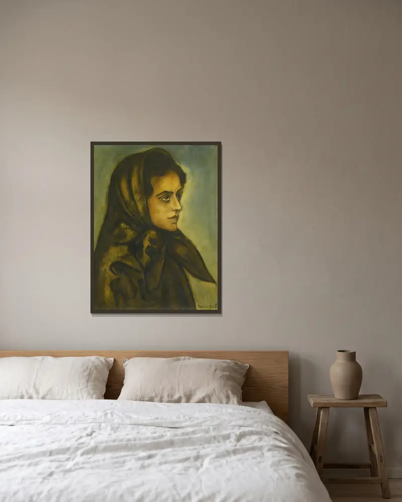 Kvinnopporträtt av Francis Picabia inramad på en vägg