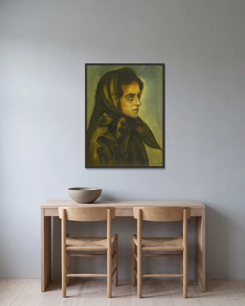 Kvinnopporträtt av Francis Picabia inramad på en vägg