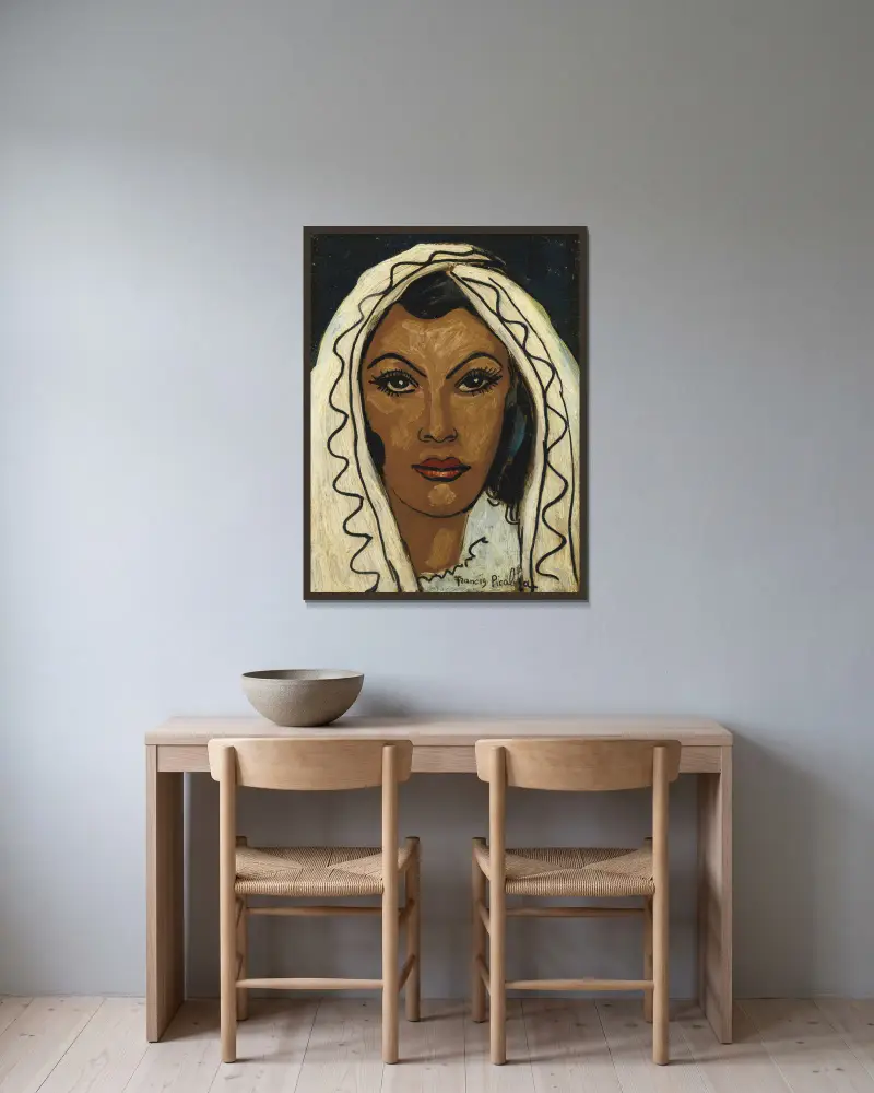 Bez názvu (ženská tvář) – Nr. 1, Francis Picabia v rámu na stěně