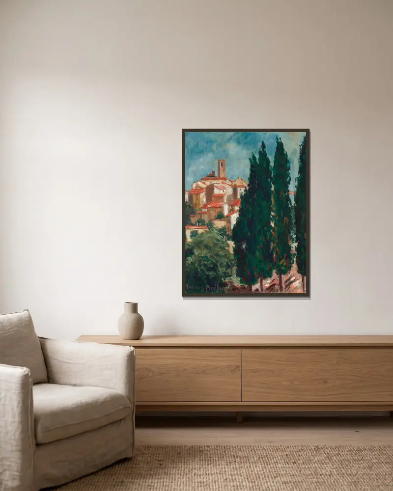 Ohne Titel (Saint-Paul-de-Vence), 1938 von Francis Picabia gerahmt an einer Wand