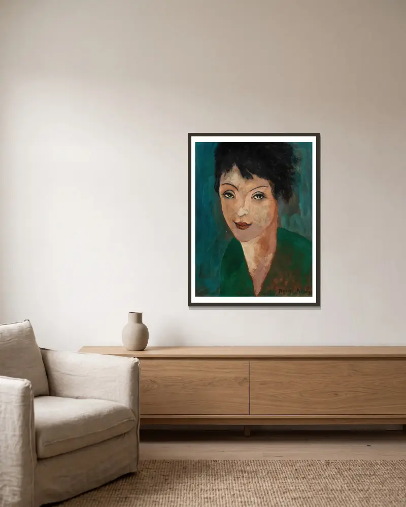 Frauenkopf von Francis Picabia gerahmt an einer Wand