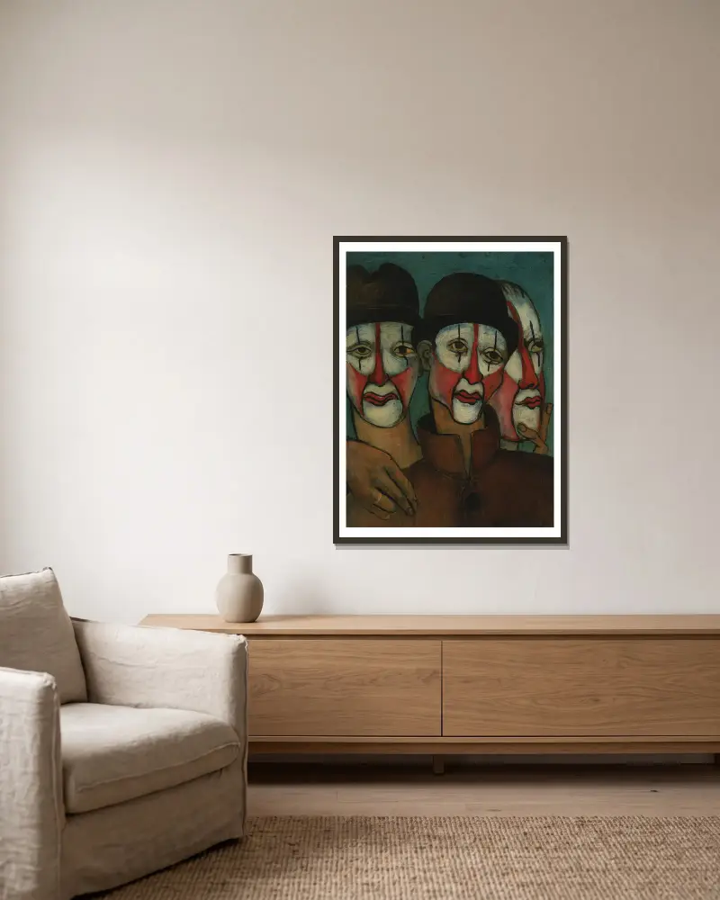 Trois mimes av Francis Picabia inramad på en vägg