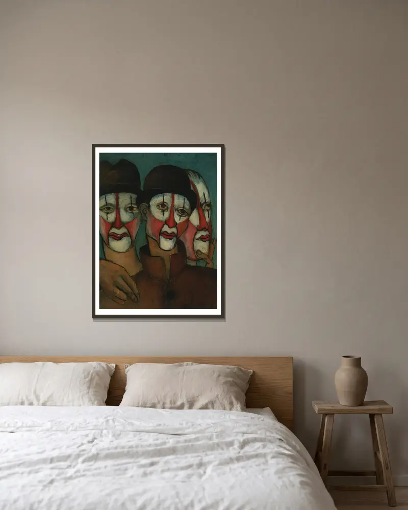 Trois mimes av Francis Picabia inramad på en vägg