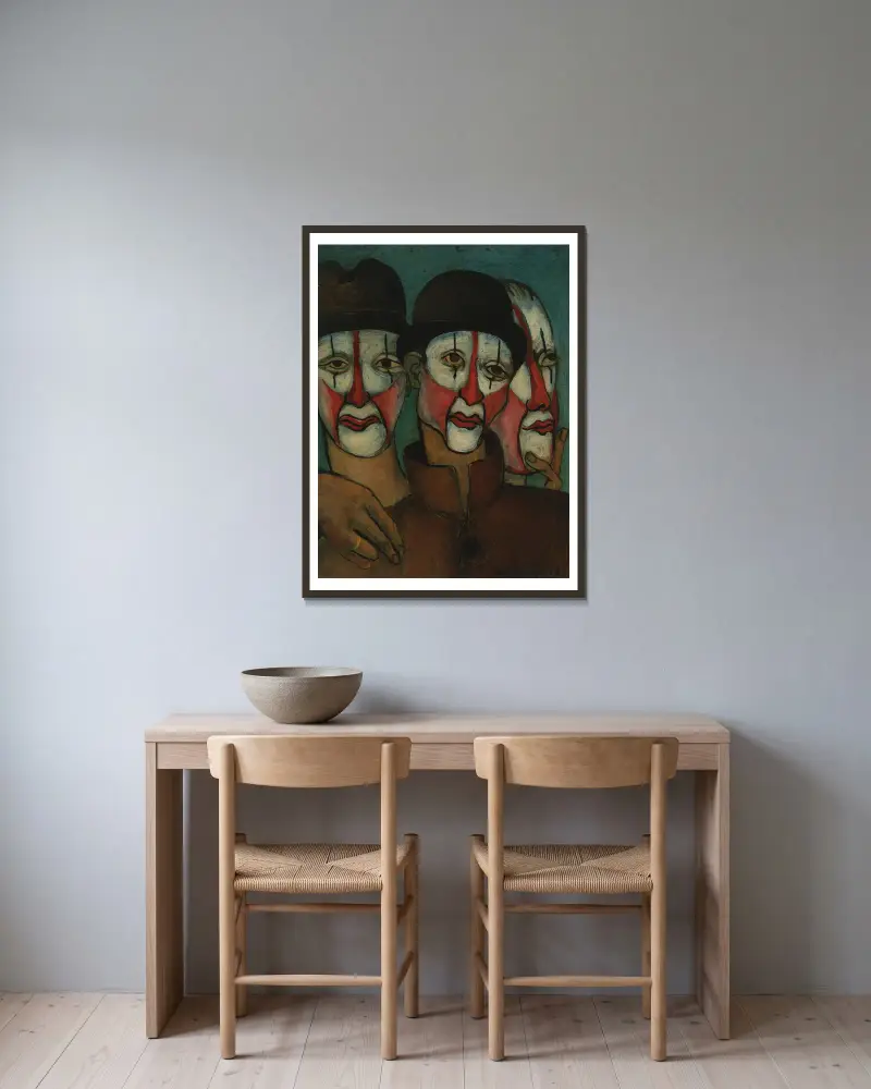 Trois mimes av Francis Picabia inramad på en vägg