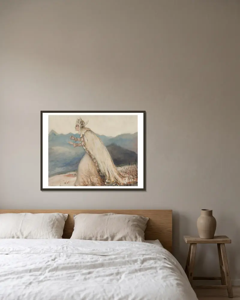Snow White av Franciszek Siedlecki inramad på en vägg