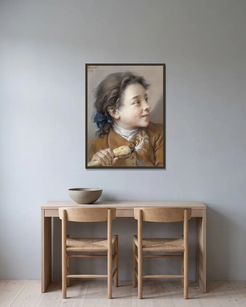 Boy with a Carrot av François Boucher inramad på en vägg