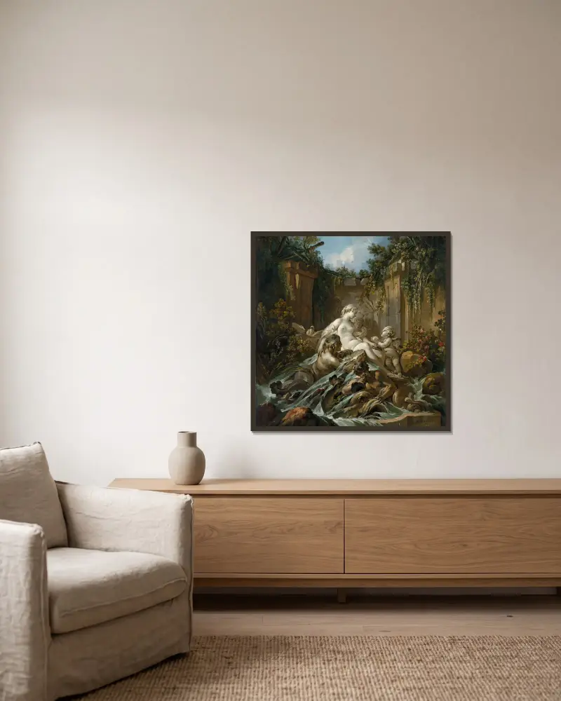 Der Venusbrunnen von François Boucher gerahmt an einer Wand