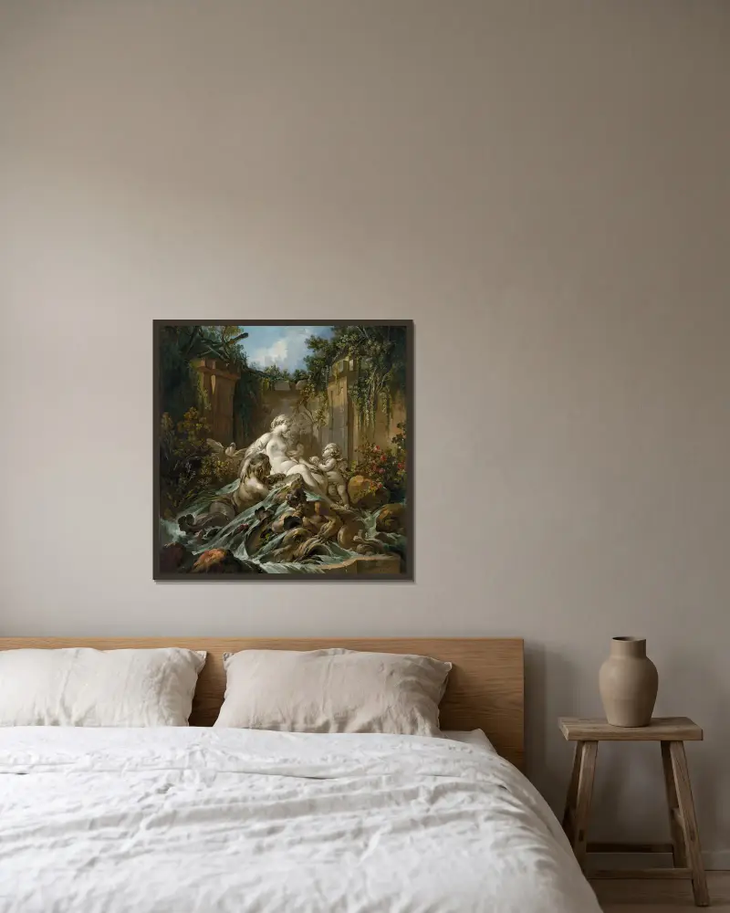 Der Venusbrunnen von François Boucher gerahmt an einer Wand
