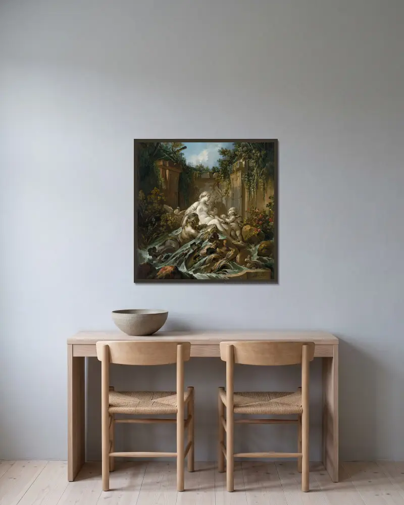 Der Venusbrunnen von François Boucher gerahmt an einer Wand
