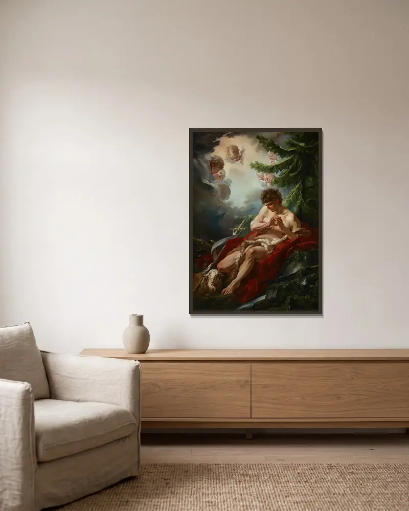 Saint John the Baptist av François Boucher inramad på en vägg
