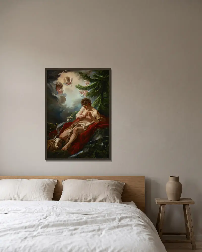 Saint John the Baptist av François Boucher inramad på en vägg