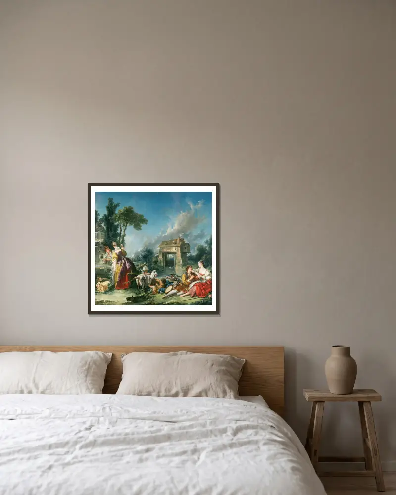 Kärlekens fontän av François Boucher inramad på en vägg