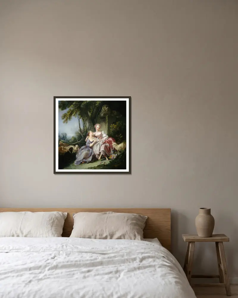 Der Liebesbrief von François Boucher gerahmt an einer Wand