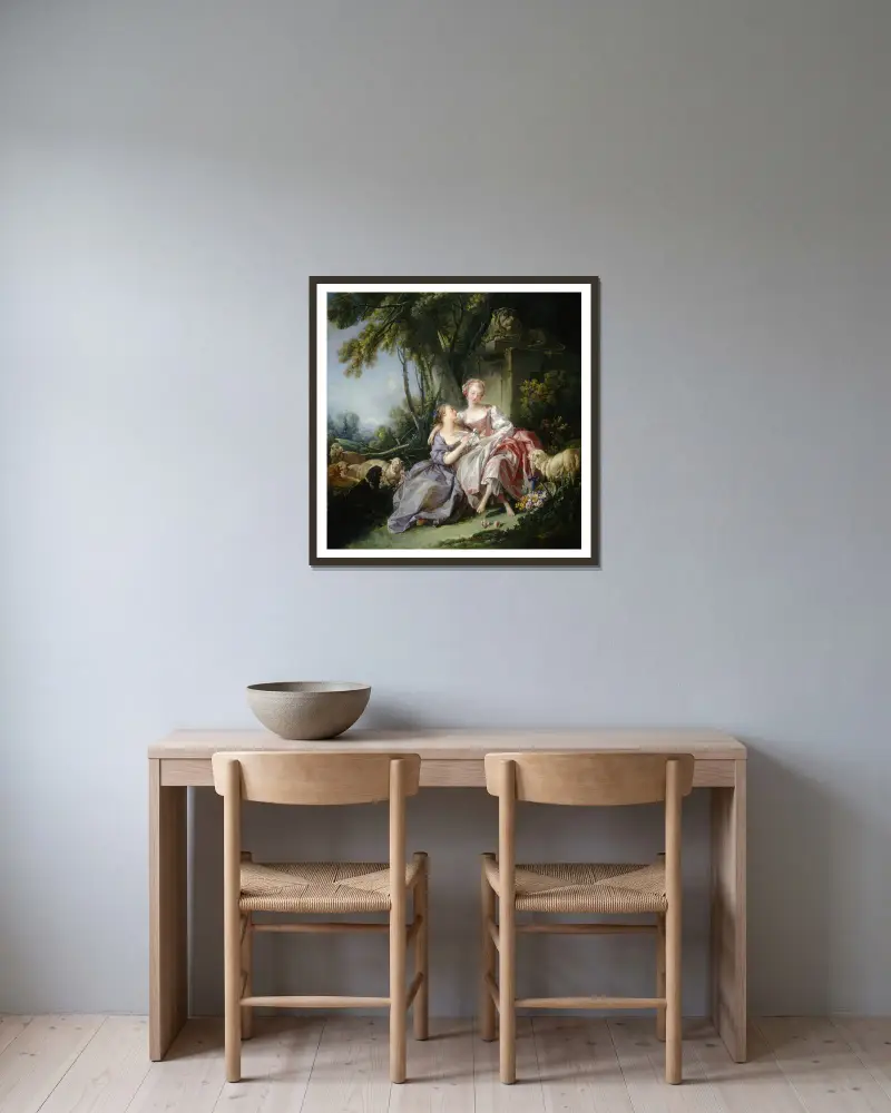 Der Liebesbrief von François Boucher gerahmt an einer Wand