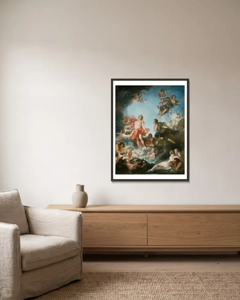 Der Sonnenaufgang von François Boucher gerahmt an einer Wand