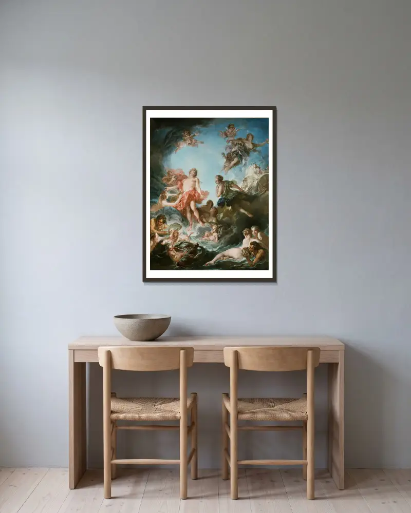 Der Sonnenaufgang von François Boucher gerahmt an einer Wand