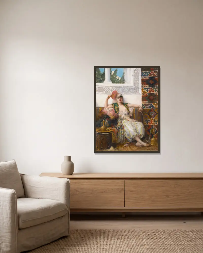 Odalisque – nr 1 av Léon François Comerre inramad på en vägg
