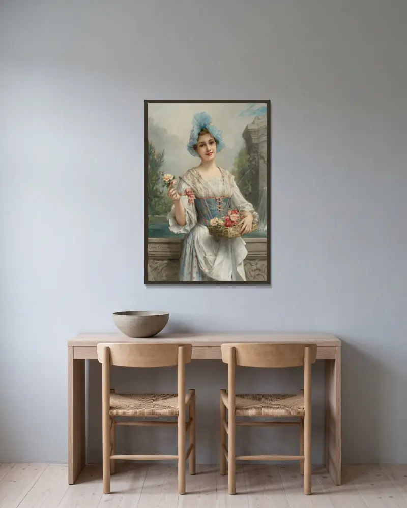 Die Blumenverkäuferin von Léon François Comerre gerahmt an einer Wand