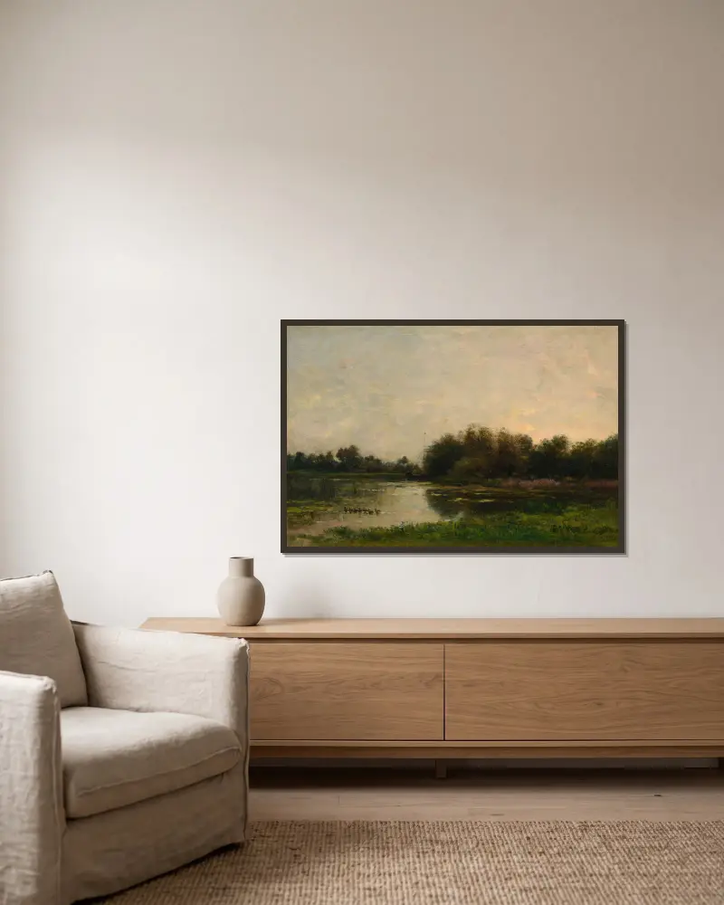 Brzegi Oise, 1860 – Nr. 1, Charles François Daubigny w ramie na ścianie