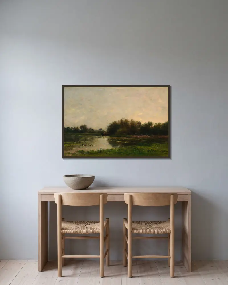 Brzegi Oise, 1860 – Nr. 1, Charles François Daubigny w ramie na ścianie