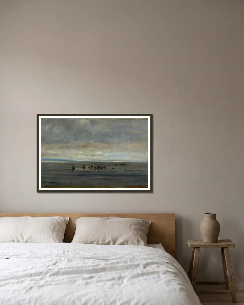 Zbieracze małży, Charles François Daubigny w ramie na ścianie