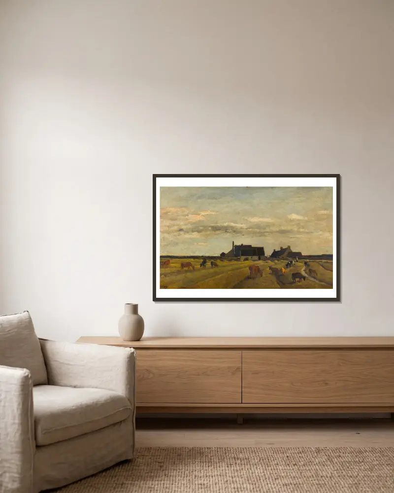 Farm at Kerity, Brittany av Charles François Daubigny inramad på en vägg
