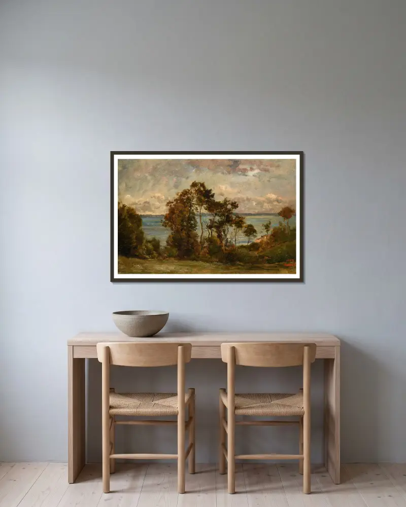 Höjderna vid Villerville av Charles François Daubigny inramad på en vägg