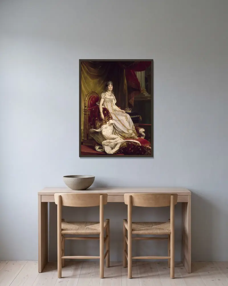 Joséphine i kröningsdräkt av François Gérard inramad på en vägg