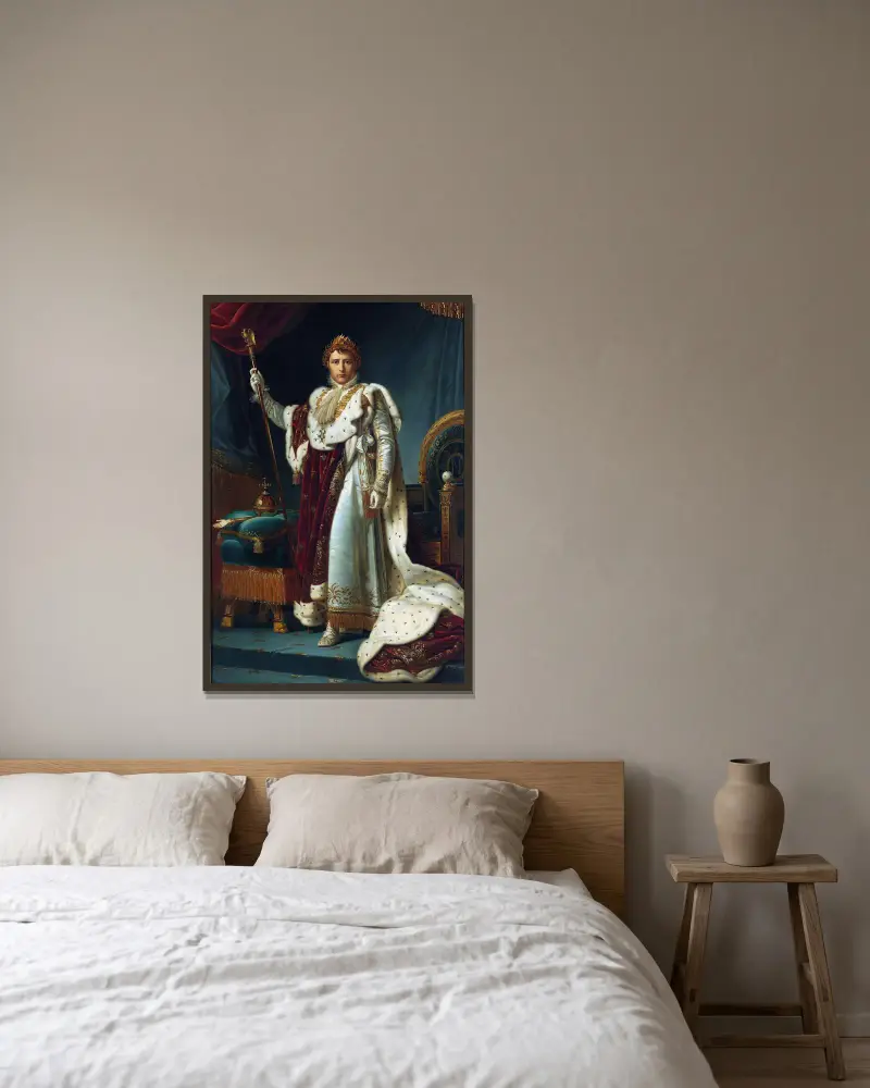 Porträtt av kejsar Napoleon I av François Gérard inramad på en vägg