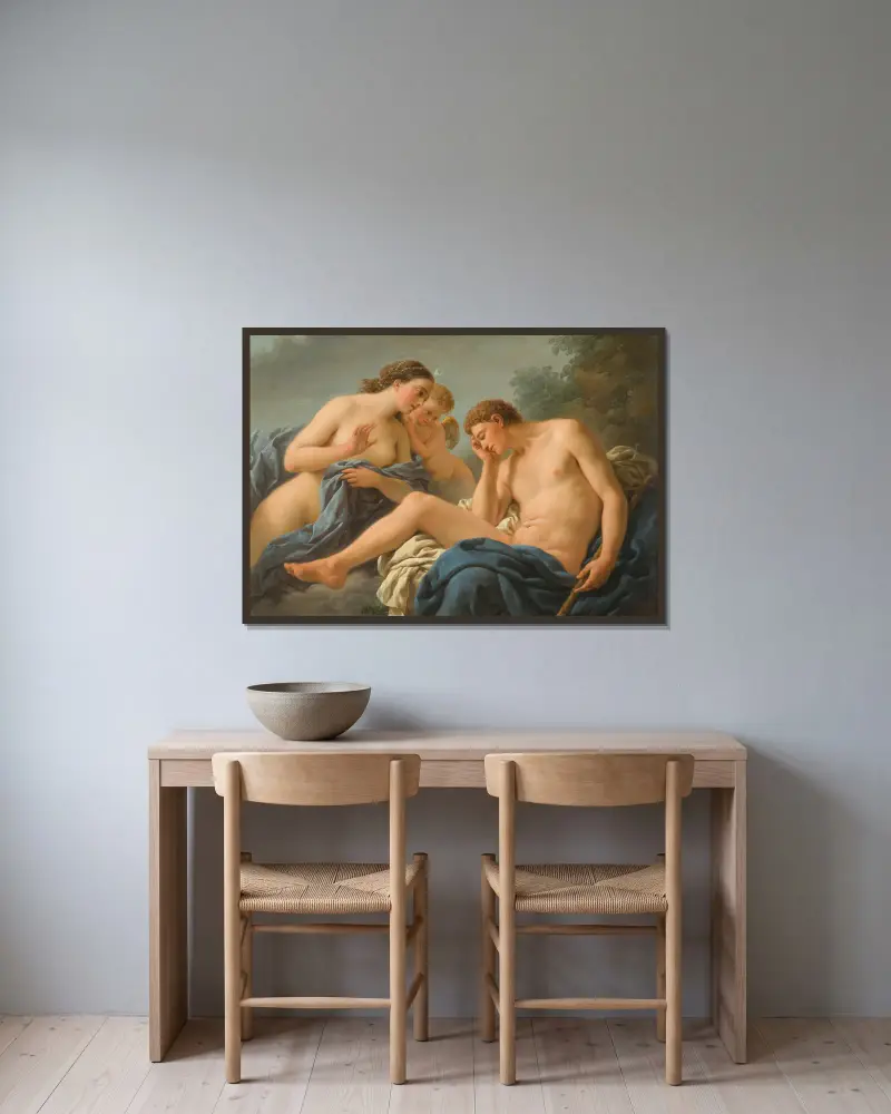 Diana and Endymion av Louis-Jean-François Lagrenée inramad på en vägg
