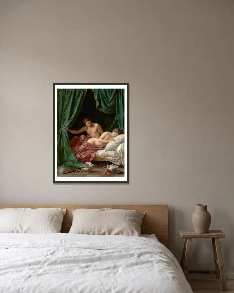 Mars och Venus, allegori över freden av Louis-Jean-François Lagrenée inramad på en vägg