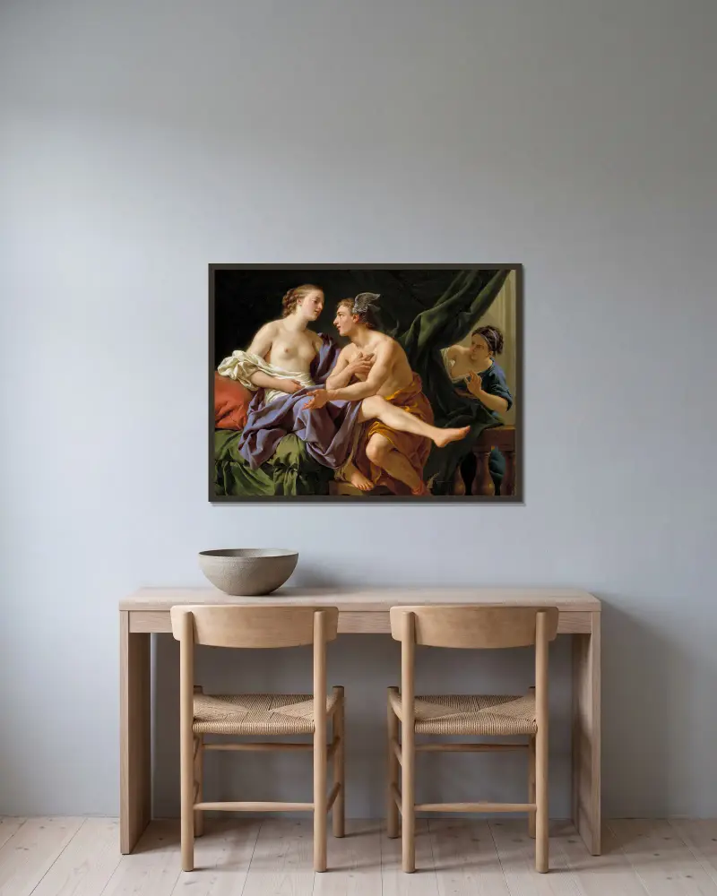 Merkurius, Herse och Aglauros av Louis-Jean-François Lagrenée inramad på en vägg
