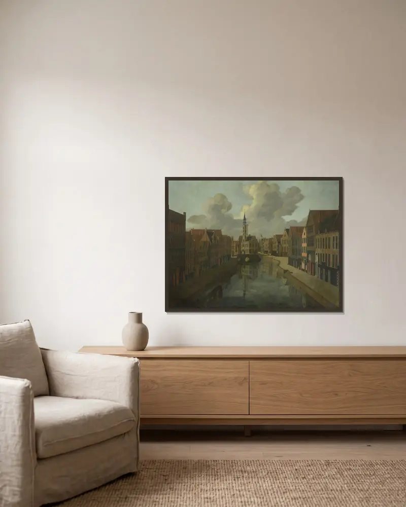 Die Spiegelrei in Brügge von Pierre Francois Ledoulx gerahmt an einer Wand