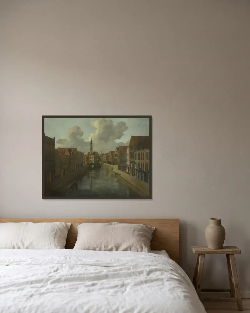 Die Spiegelrei in Brügge von Pierre Francois Ledoulx gerahmt an einer Wand