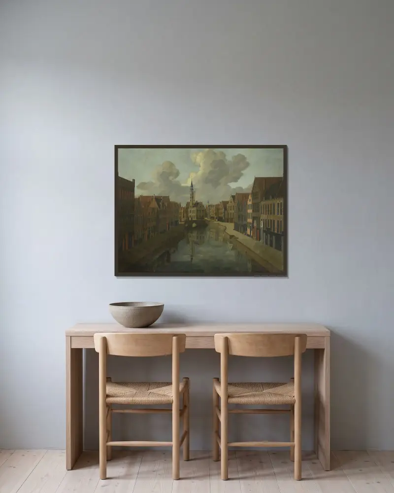 Die Spiegelrei in Brügge von Pierre Francois Ledoulx gerahmt an einer Wand