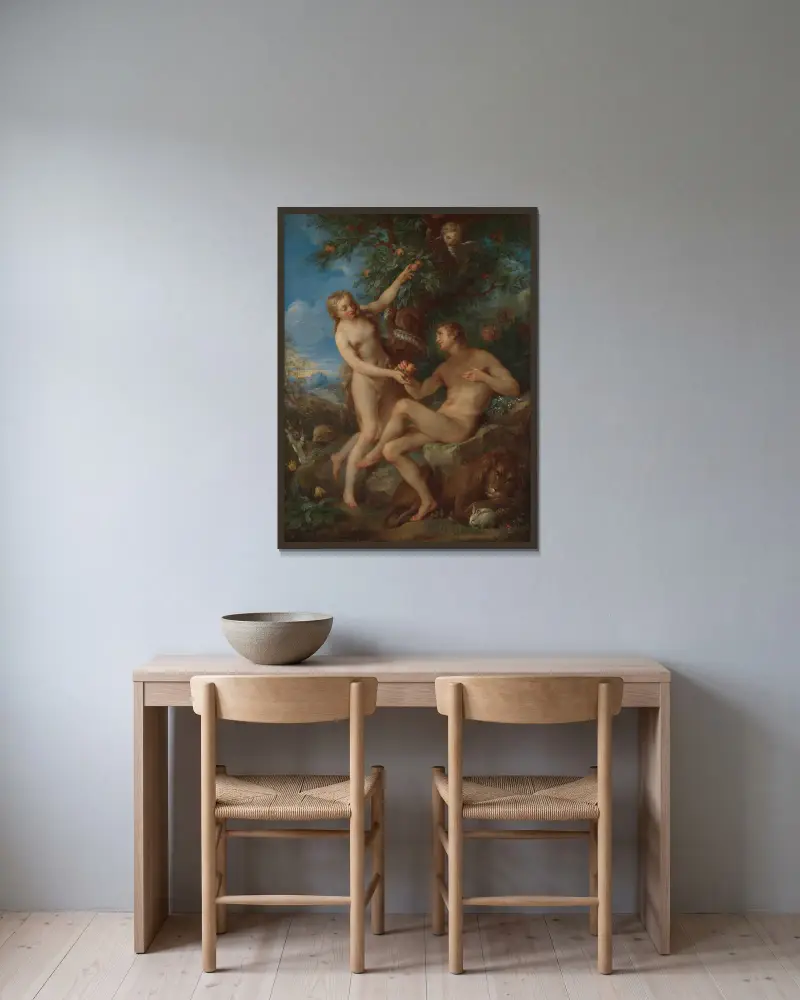 Adam a Eva, François Lemoyne v rámu na stěně
