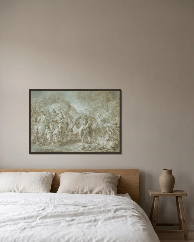 Alexander and Porus early av François Lemoyne inramad på en vägg