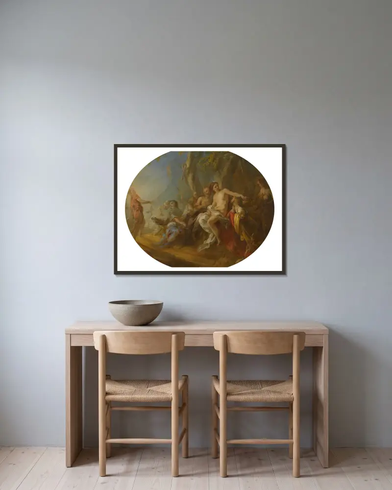 Diana a Aktaión, François Lemoyne v rámu na stěně